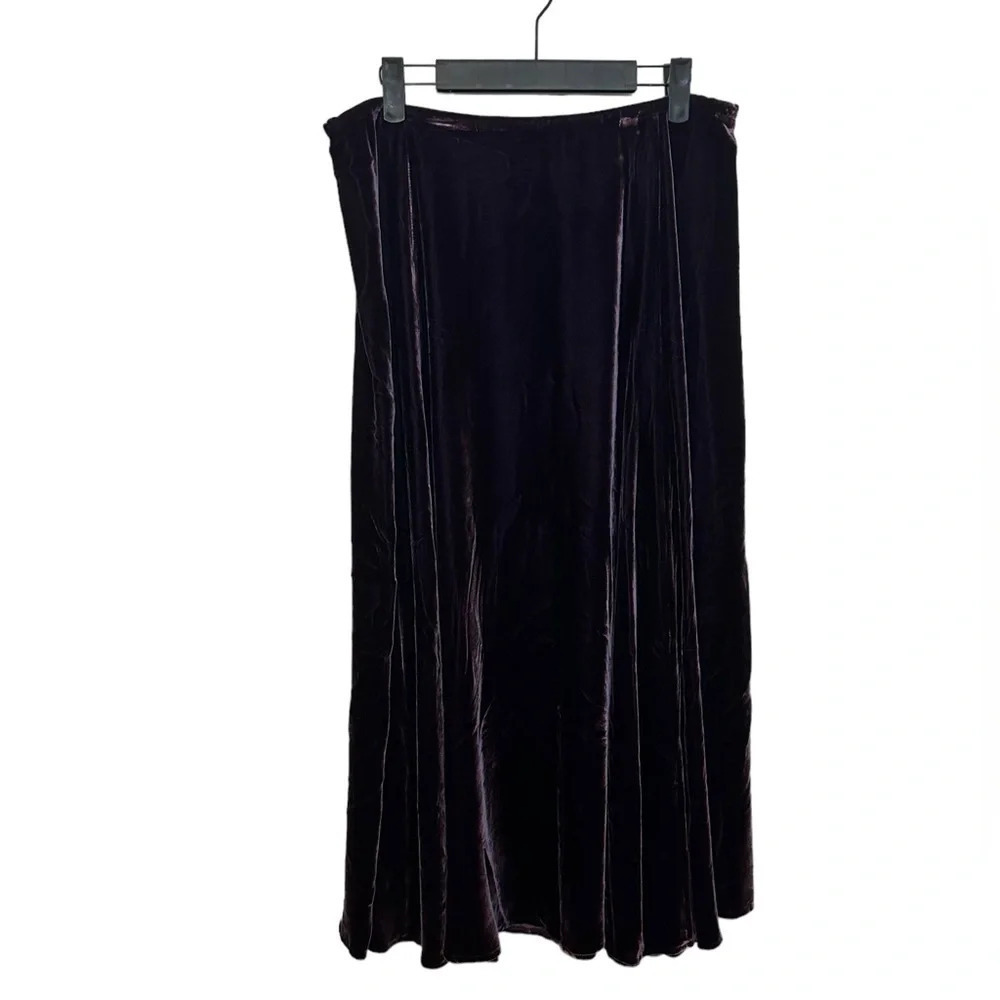 Eileen Fisher Purple Velour Flowy Midi Skirt